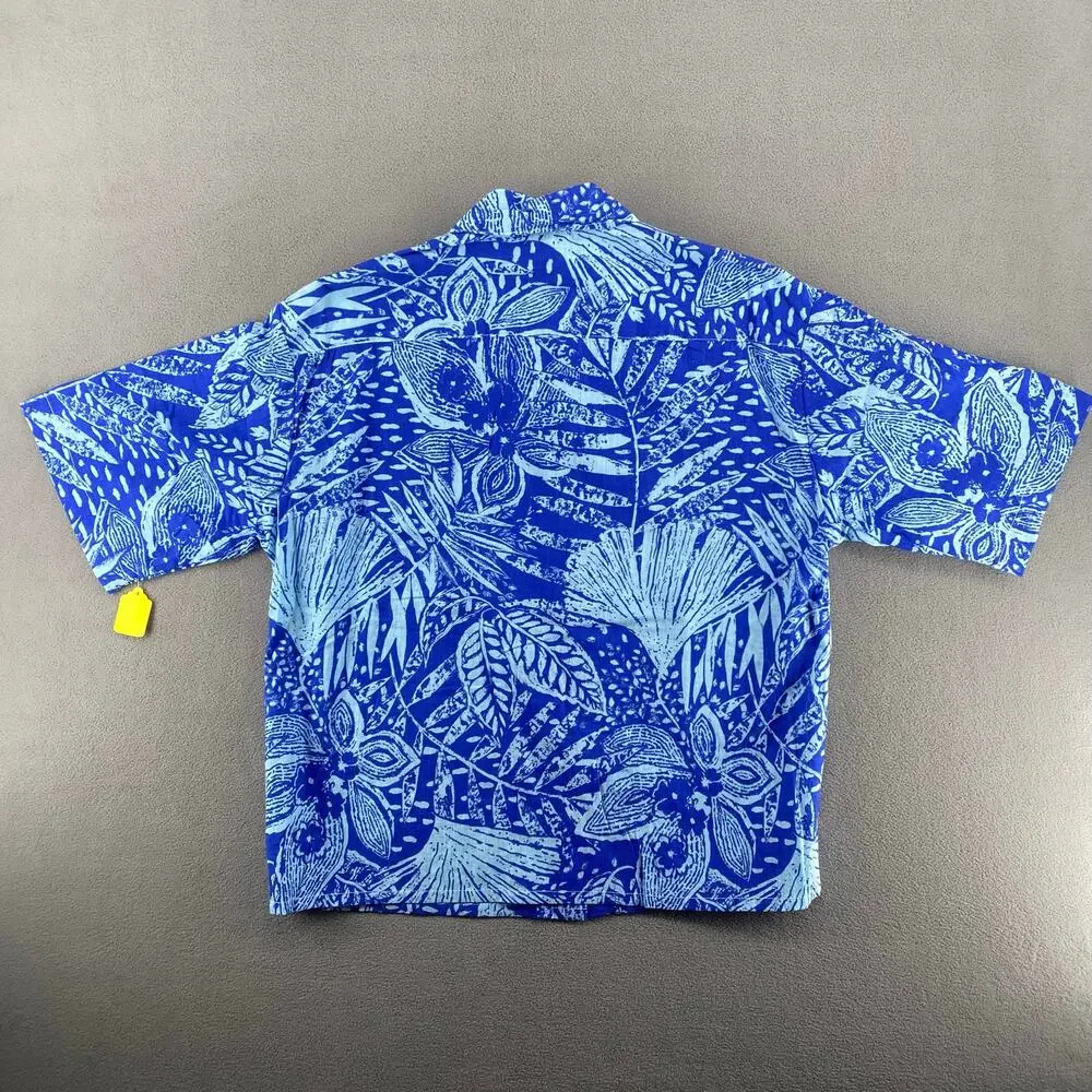 Vtg NOS 80s 90s Two Potato Resortwear Matching Vacation Set Botanical Print Blue